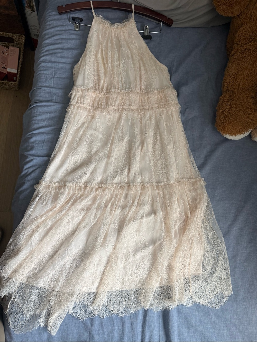 Calvin Klein Blush Lace Halter Dress